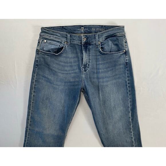 7 For All Mankind 'The Straight' Stretch Denim Jeans. Medium Wash, Men's 36X32.5 - Picture 1 of 9